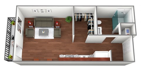 Floor plan for studio, 1 bath, 420 sqft